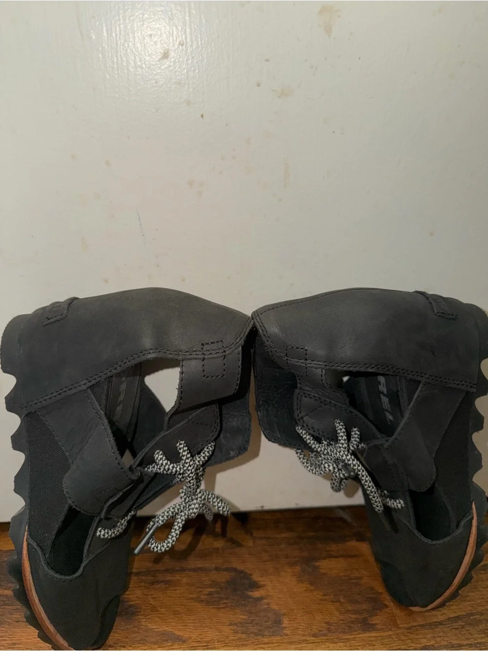 Sorel Black Lace-Up Open-Toe Wedge Sandals